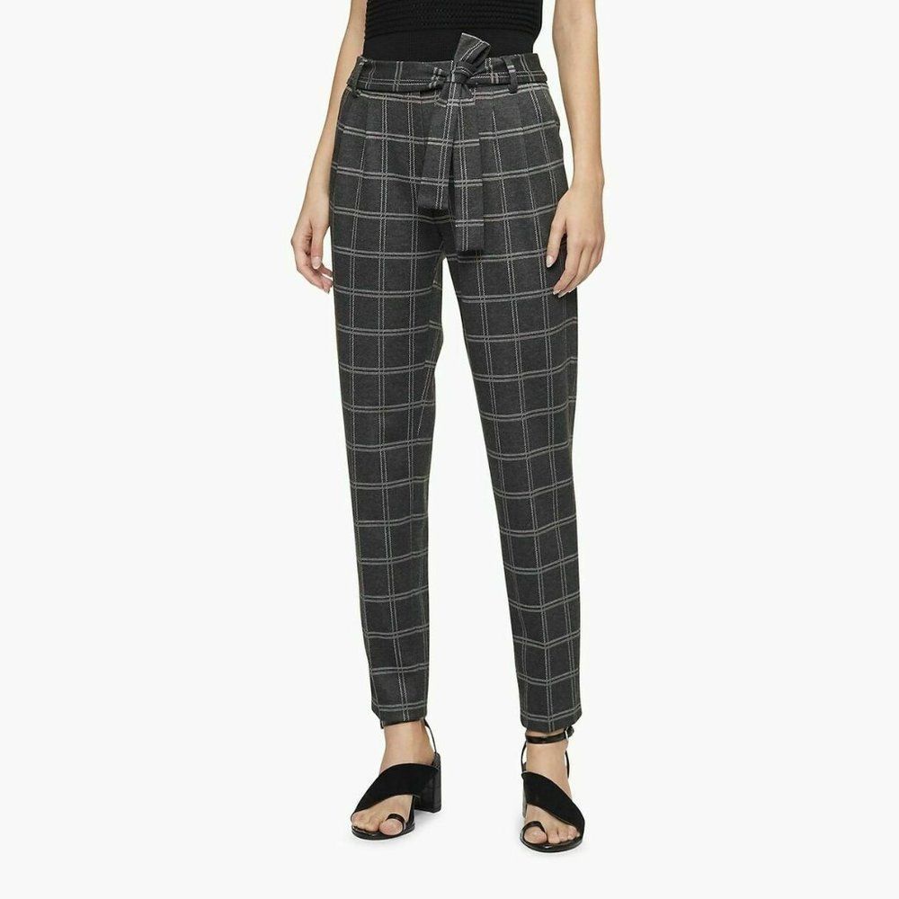 ❤️Calvin Klein Plaid Tie-Waist Belt Slim Fit Pants Size 10❤️